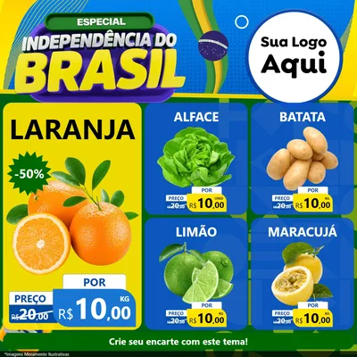 Modelo de Rede Social para Feed Facebook com o tema Especial Independência do Brasil para Hortifrúti