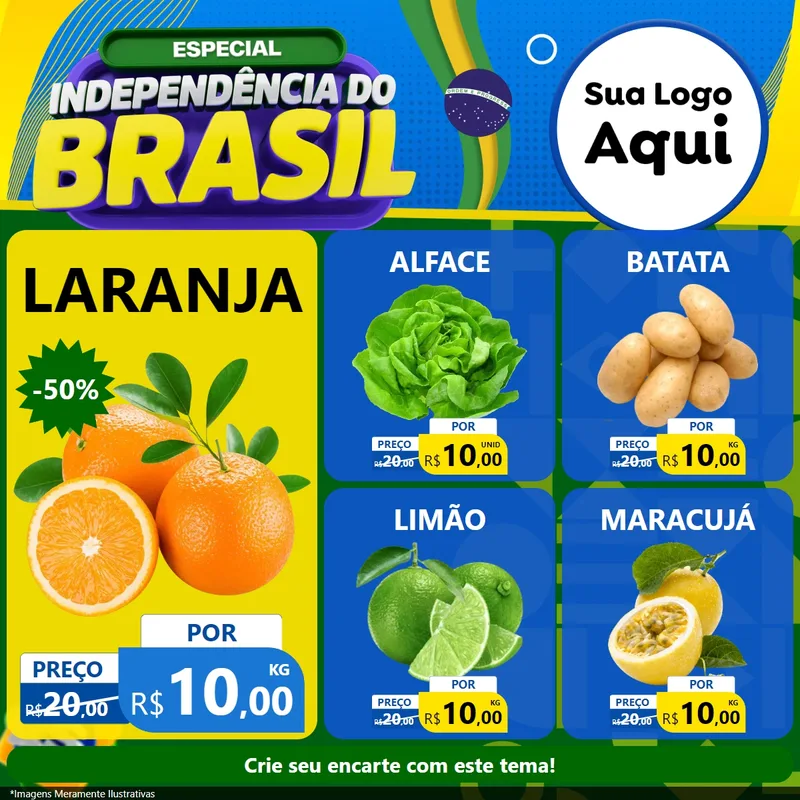 Modelo de Rede Social para Feed Facebook com o tema Especial Independência do Brasil para Hortifrúti