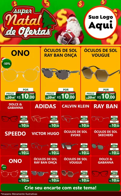 Modelo de Encarte para Encarte Grande com o tema Super Natal de Ofertas para Óticas