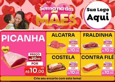 Modelo de Encarte para Encarte A4 Horizontal com o tema Semana Das Mães para Açougue
