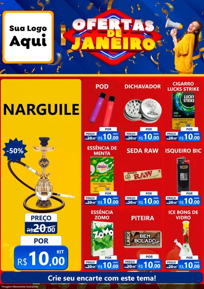 Modelo de Encarte para Encarte A4 Vertical com o tema Ofertas de Janeiro para Tabacaria