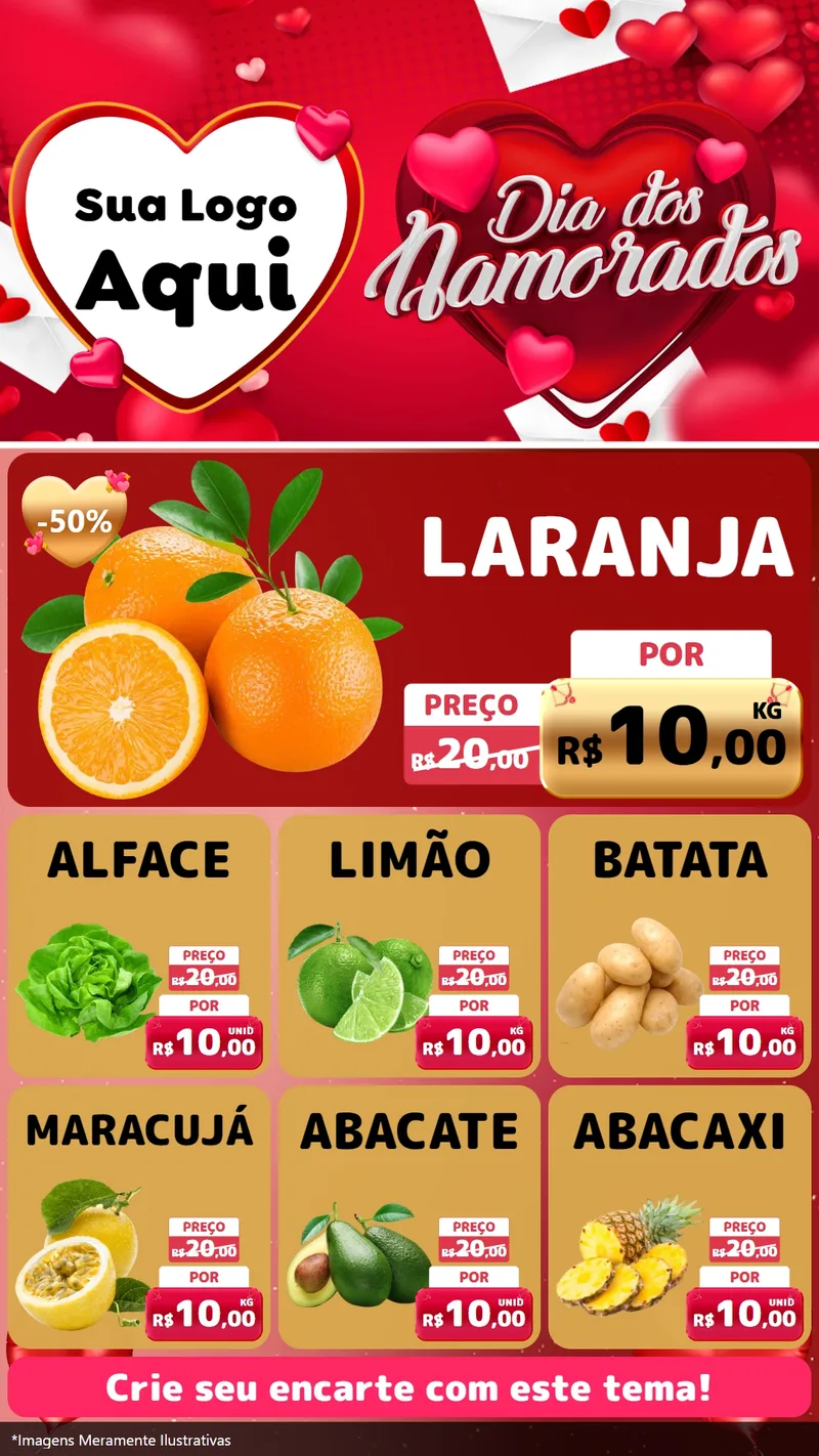 Modelo de Rede Social para Stories com o tema Dia Dos Namorados para Hortifrúti