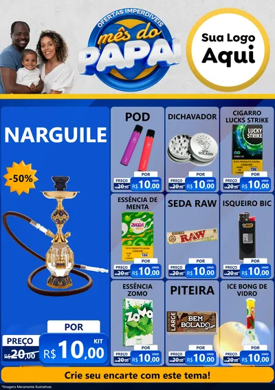 Modelo de Encarte para Encarte A4 Vertical com o tema Ofertas Imperdíveis Mês Do Papai para Tabacaria