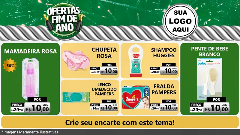 Modelo de TV para TV Horizontal com o tema Ofertas Fim de Ano para Bebês
