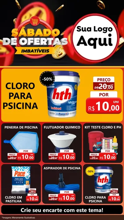Modelo de Rede Social para Stories com o tema Sábado de Ofertas Imbatíveis para Produtos para Piscina