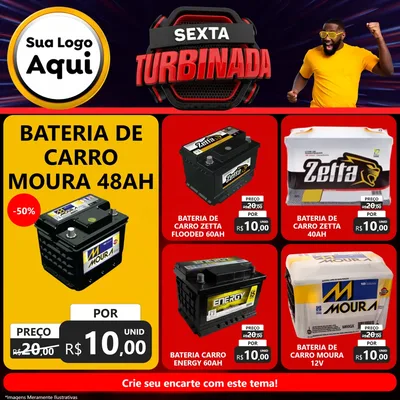 Modelo de Rede Social para Feed Facebook com o tema Sexta Turbinada para Baterias Elétricas