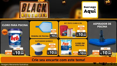 Modelo de TV para TV Horizontal com o tema Black November para Produtos para Piscina