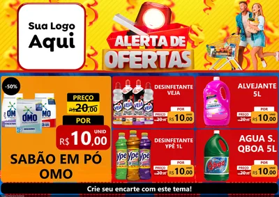 Modelo de Encarte para Encarte A4 Horizontal com o tema Alerta de Ofertas para Produtos de Limpeza