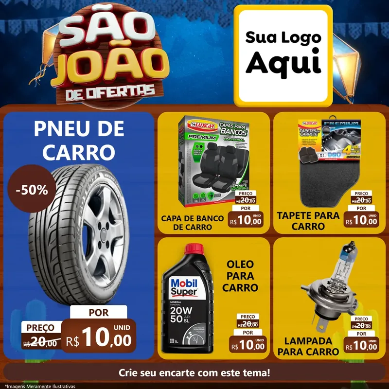 Modelo de Rede Social para Feed Facebook com o tema São João Ofertas Imbatíveis! - Junina para Auto peças