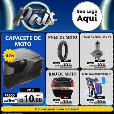 Modelo de Rede Social para Feed Facebook com o tema Sorteio Dia Dos Pais para Moto peças