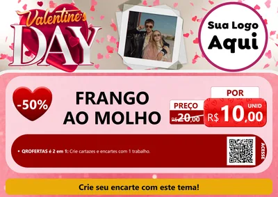 Modelo de Cartaz para Cartaz A4 Horizontal com o tema Valentine's Day para Restaurante