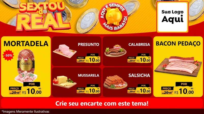 Modelo de TV para TV Horizontal com o tema Sextou do Real para Frios e Laticínios