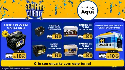Modelo de TV para TV Horizontal com o tema Semana do Cliente para Baterias Elétricas