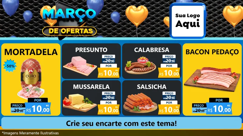 Modelo de TV para TV Horizontal com o tema Março de Ofertas para Frios e Laticínios