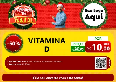 Modelo de Cartaz para Cartaz A4 Horizontal com o tema Promoção de Natal para Farmácia