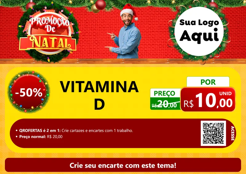 Modelo de Cartaz para Cartaz A4 Horizontal com o tema Promoção de Natal para Farmácia