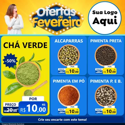 Modelo de Rede Social para Feed Facebook com o tema Ofertas de Fevereiro para Produtos Naturais