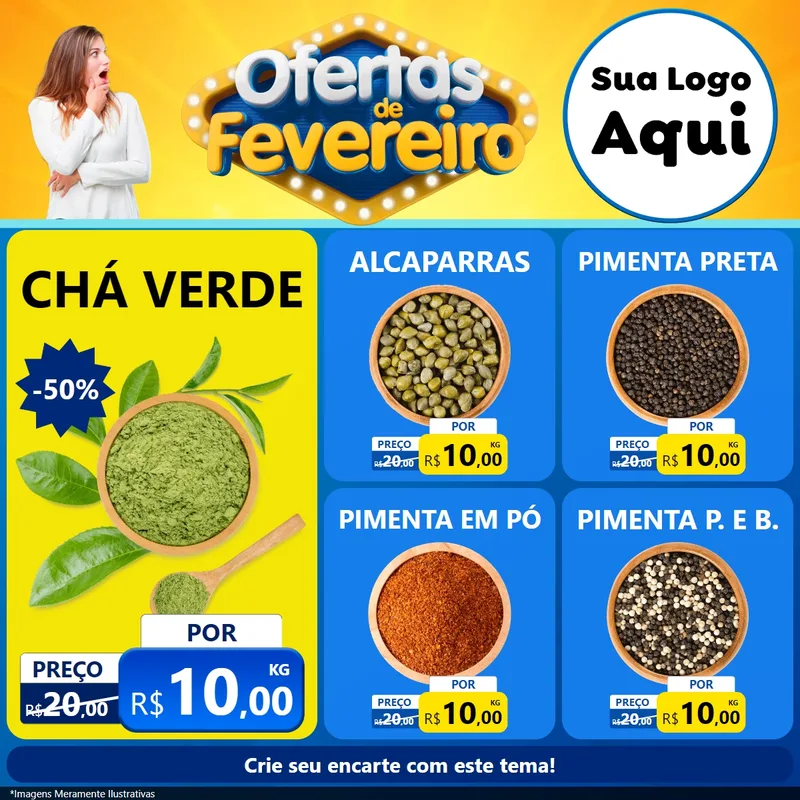Modelo de Rede Social para Feed Facebook com o tema Ofertas de Fevereiro para Produtos Naturais