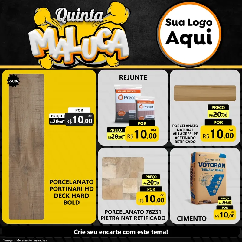 Modelo de Rede Social para Feed Facebook com o tema Quinta Maluca para Pisos e revestimentos
