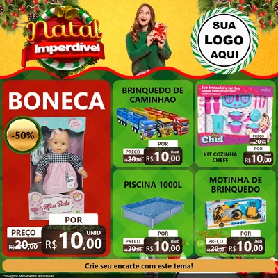 Modelo de Rede Social para Feed Facebook com o tema Natal Imperdível para Brinquedos