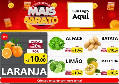 Modelo de Encarte para Encarte A4 Horizontal com o tema Mais Barato para Hortifrúti