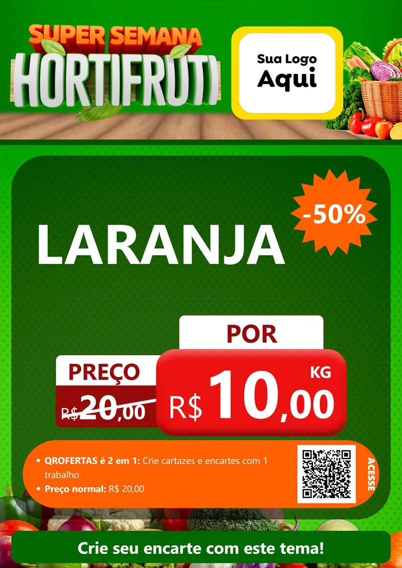 Modelo de Cartaz para Cartaz A4 Vertical com o tema Super Semana Hortifrúti para Hortifrúti