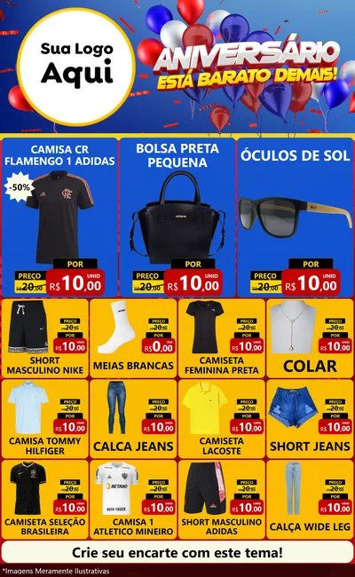 Modelo de Encarte para Encarte Grande com o tema Aniversário para Roupas e acessórios