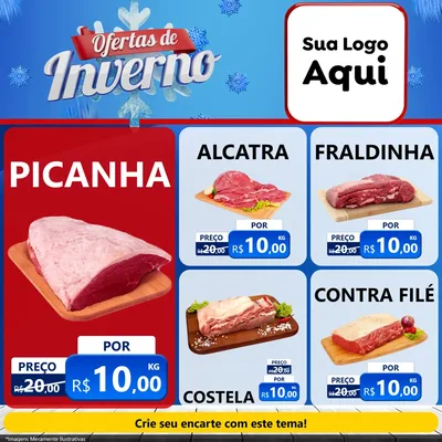 Modelo de Rede Social para Feed Facebook com o tema Ofertas de Inverno para Açougue