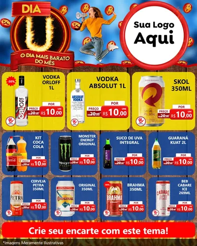 Modelo de Rede Social para Feed Instagram com o tema Dia U - O Dia Mais Barato Do Mês para Distribuidora de bebidas