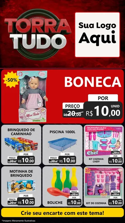 Modelo de Rede Social para Stories com o tema Torra Tudo para Brinquedos