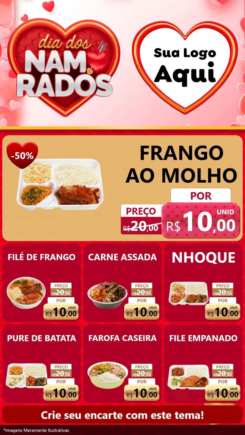 Modelo de Rede Social para Stories com o tema Dia dos Namorados para Restaurante