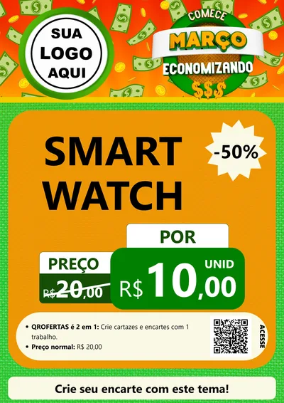 Modelo de Cartaz para Cartaz A4 Vertical com o tema Comece Março Economizando para Informática