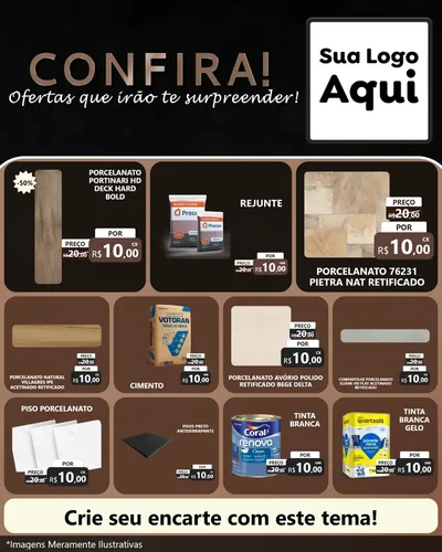 Modelo de Rede Social para Feed Instagram com o tema Confira! Ofertas que irão te surpreender! para Pisos e revestimentos