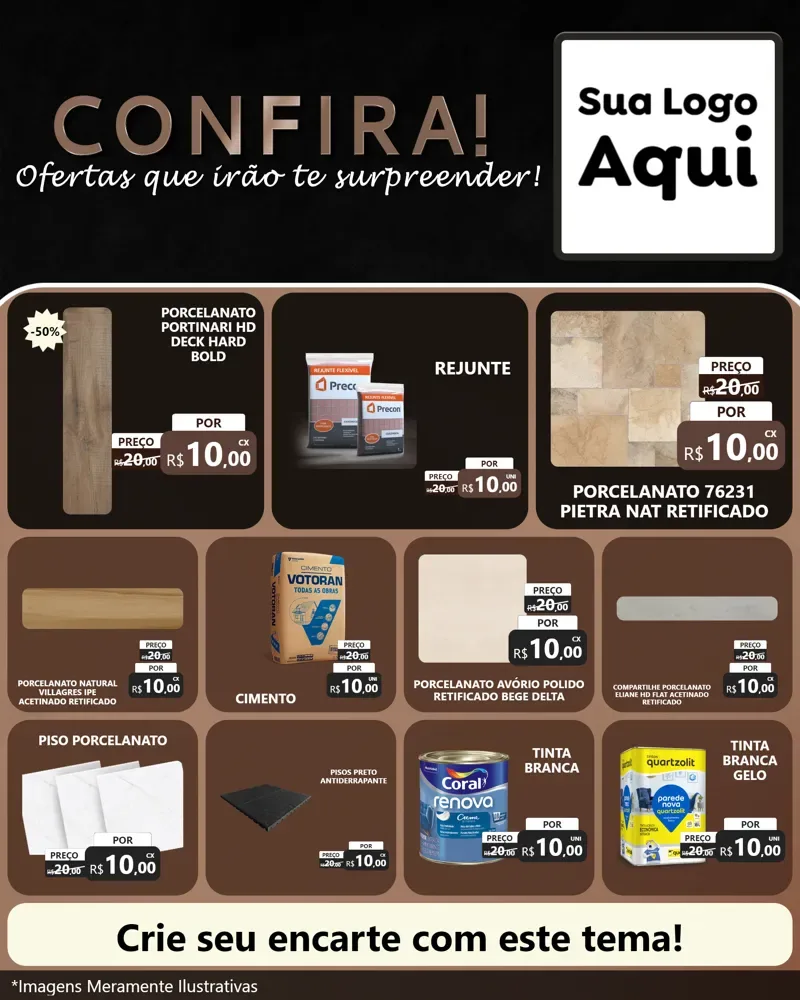 Modelo de Rede Social para Feed Instagram com o tema Confira! Ofertas que irão te surpreender! para Pisos e revestimentos