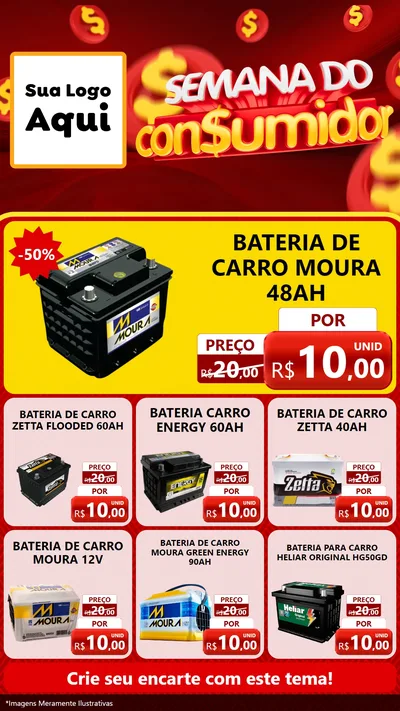 Modelo de Rede Social para Stories com o tema Semana do Consumidor para Baterias Elétricas