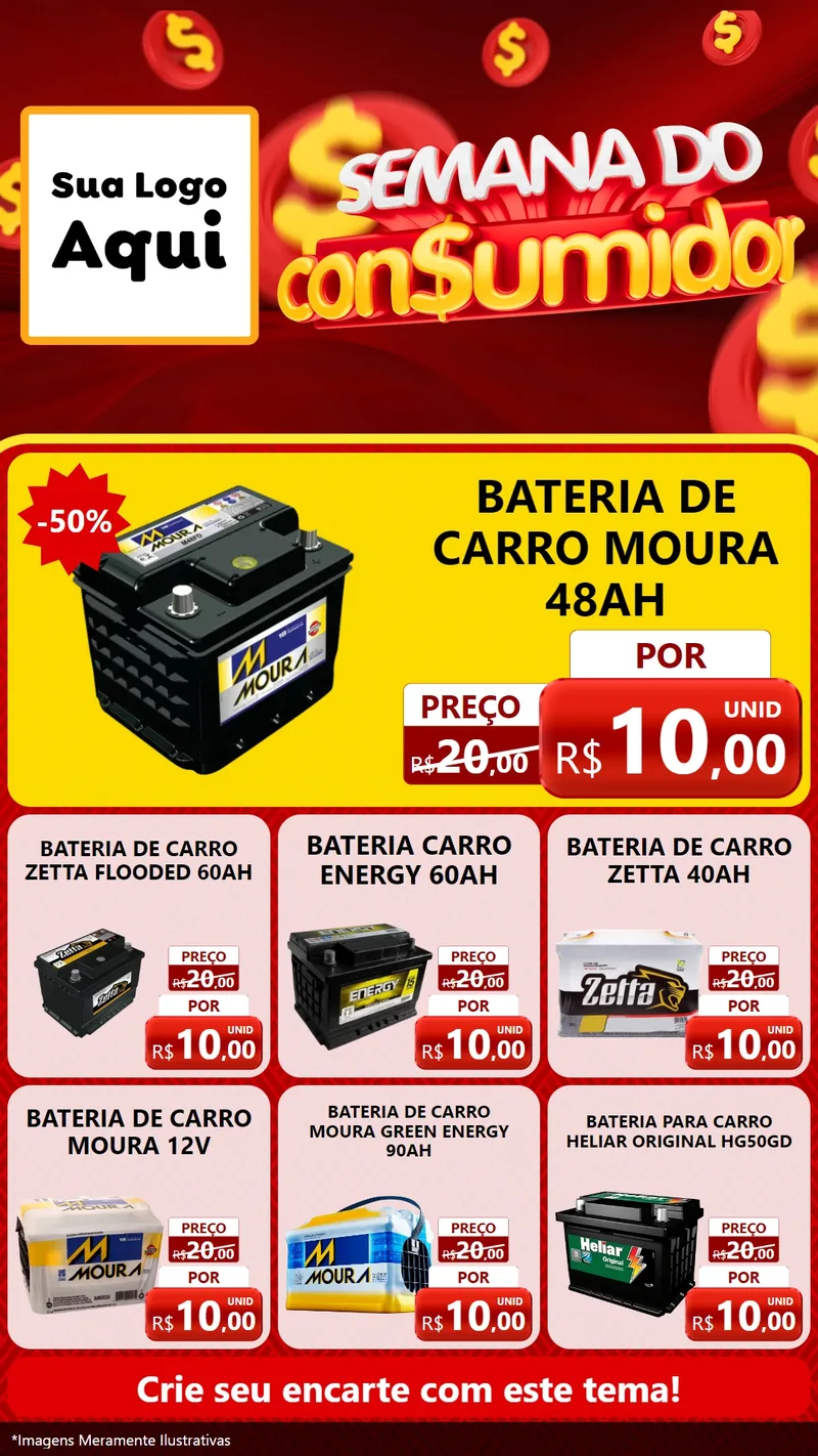 Modelo de Rede Social para Stories com o tema Semana do Consumidor para Baterias Elétricas