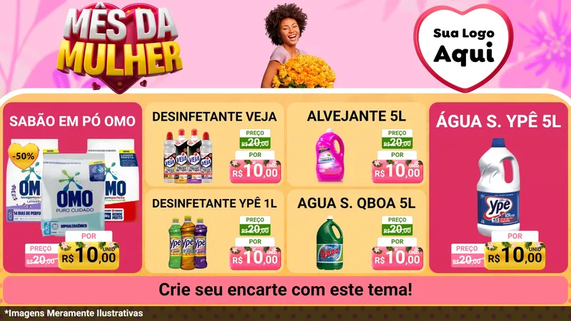 Modelo de TV para TV Horizontal com o tema Mês da Mulher para Produtos de Limpeza