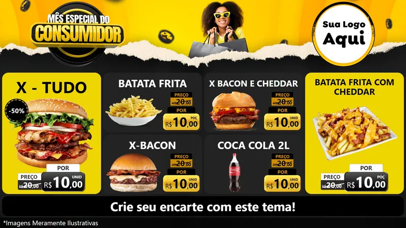 Modelo de TV para TV Horizontal com o tema Mês Especial do Consumidor para Hamburgueria