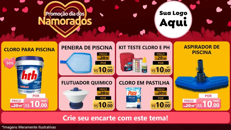 Modelo de TV para TV Horizontal com o tema Promoção Dia Dos Namorados para Produtos para Piscina