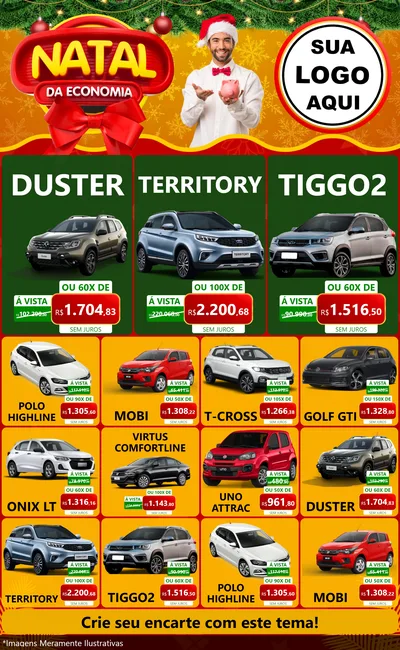 Modelo de Encarte para Encarte Grande com o tema Natal da Economia para Concessionaria de Carros