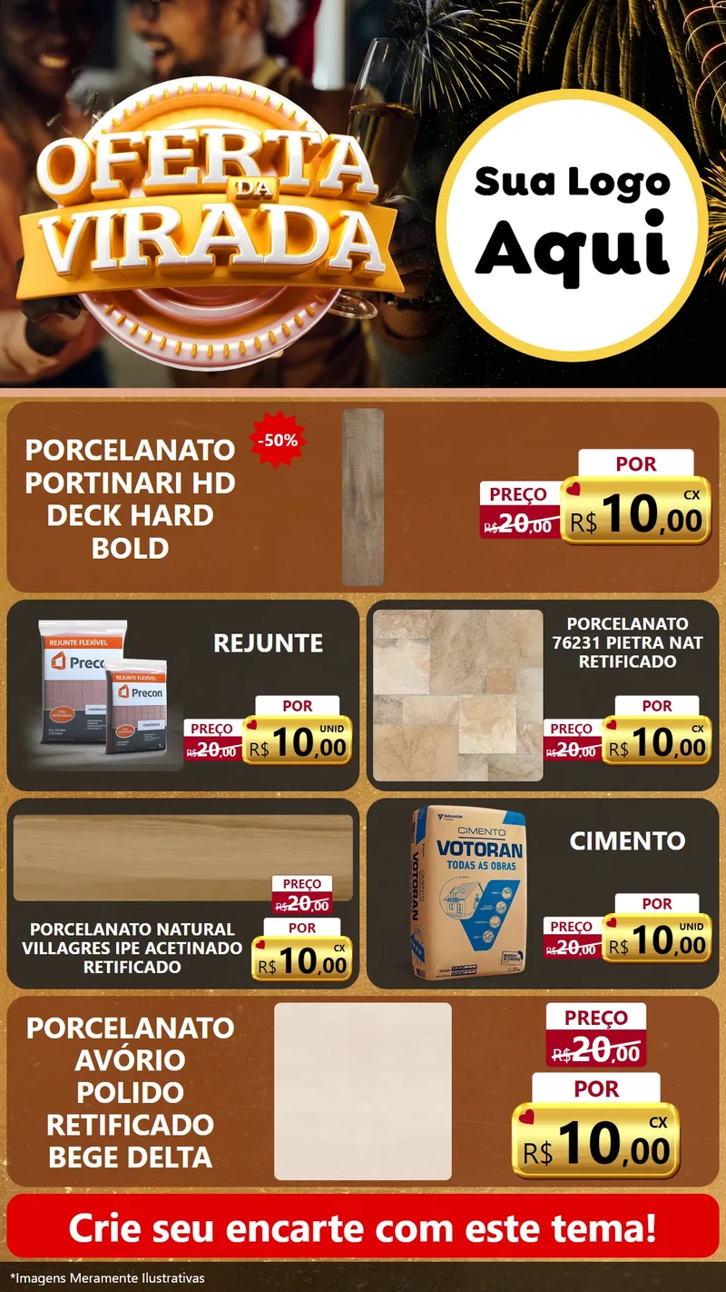 Modelo de TV para TV Vertical com o tema Oferta da Virada para Pisos e revestimentos