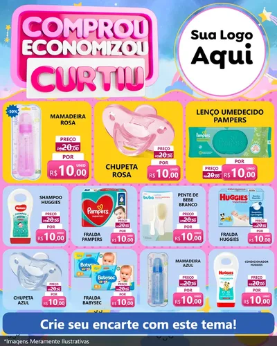 Modelo de Rede Social para Feed Instagram com o tema Comprou economizou curtiu para Bebês