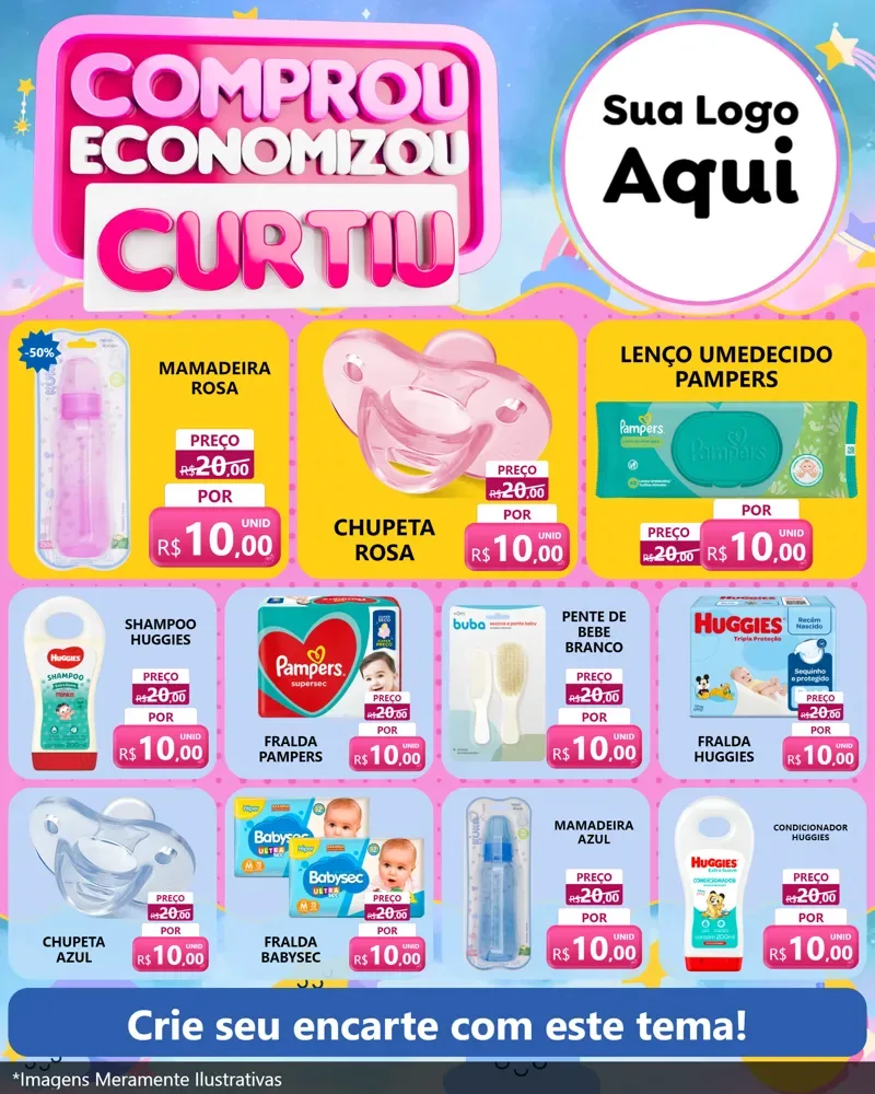 Modelo de Rede Social para Feed Instagram com o tema Comprou economizou curtiu para Bebês