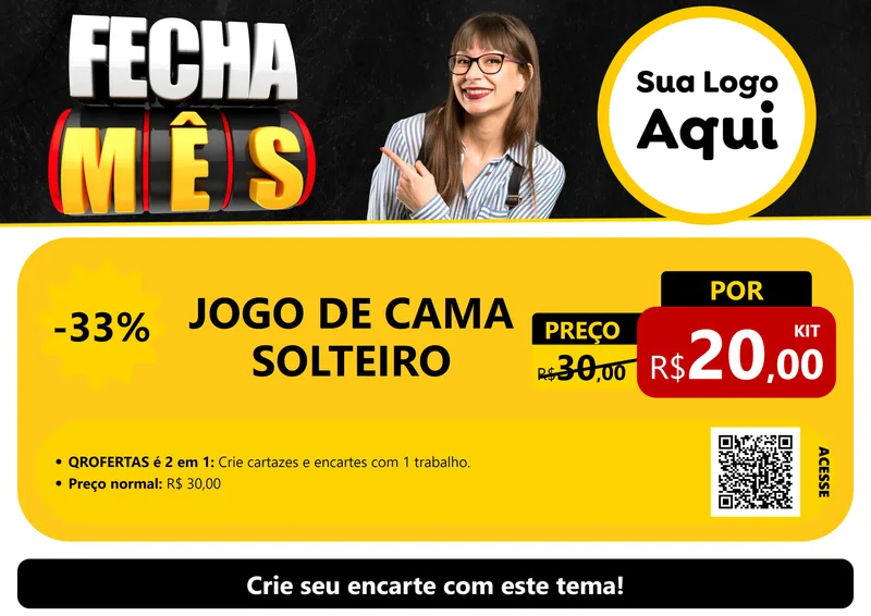 Modelo de Cartaz para Cartaz A4 Horizontal com o tema Fecha Mês para Cama, Mesa e Banho