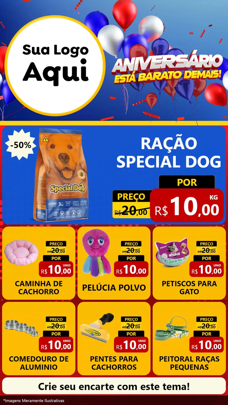 Modelo de Rede Social para Stories com o tema Aniversário para Pet Shop