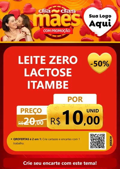 Modelo de Cartaz para Cartaz A4 Vertical com o tema Dia das Mães com Promoção para Frios e Laticínios