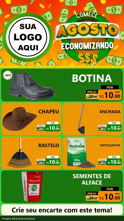Modelo de TV para TV Vertical com o tema Comece Agosto Economizando para Agropecuária