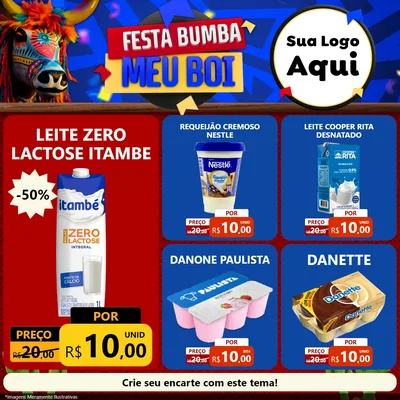Modelo de Rede Social para Feed Facebook com o tema Festa Bumba meu Boi para Frios e Laticínios