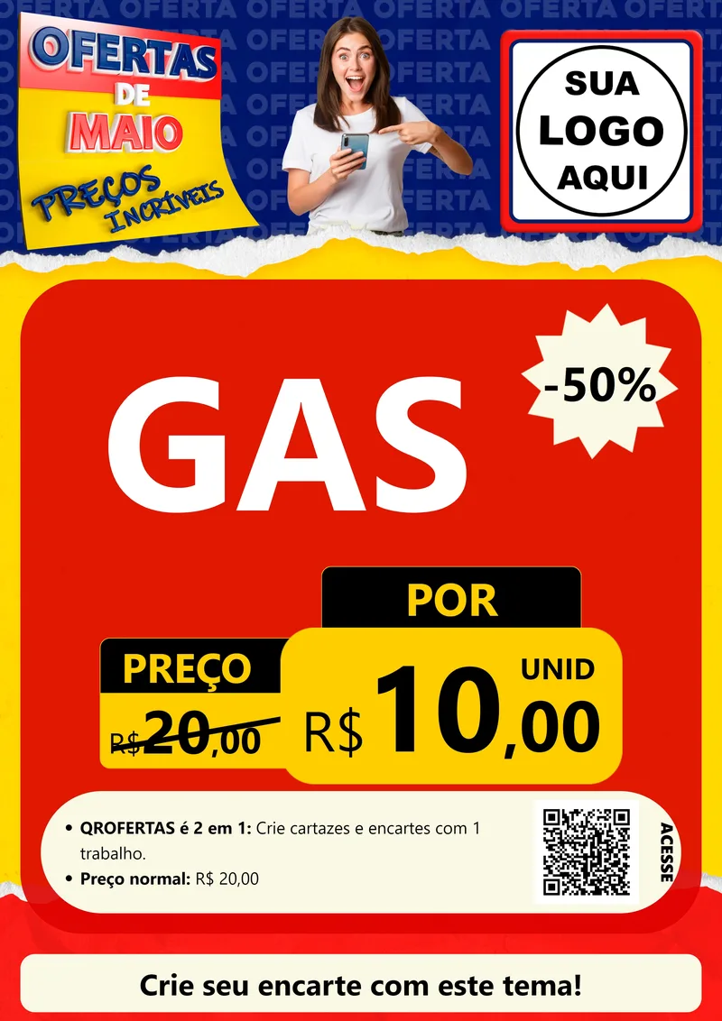Modelo de Cartaz para Cartaz A4 Vertical com o tema Ofertas de Maio - Preços Incríveis para Água e gás