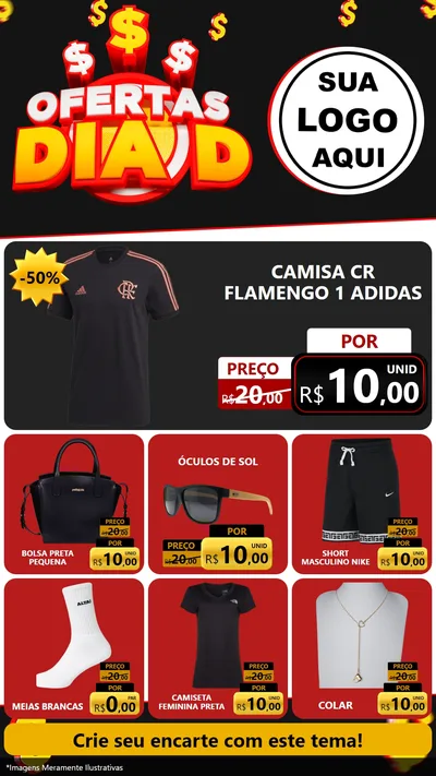 Modelo de Rede Social para Stories com o tema Ofertas Dia D para Roupas e acessórios